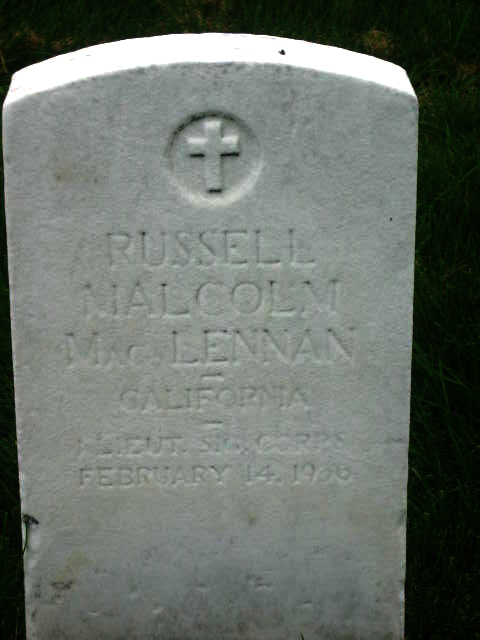 Photo of headstones/Russell Malcolm MacLennan 1877-1936 hdstn Arlington Nat Cem VA